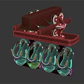 Red Amusement Ride Structure With Sturdy Frame Multiple Black Safety Seats And Wheels