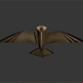 Brown Origami Bird Paper Craft in Flying Pose on White Background
