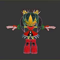 Stylish Game And Movie Character With Black Hair Yellow Ears Red Outfit White Spiked Decorations