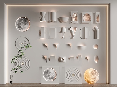 Gypsum wall lamp moon lamp water ripple lamp corner gypsum lamp decorative lamp indoor 3d model