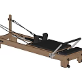 Yoga Studio Featuring Wooden Pilates Reformer with Adjustable Straps and Wheels