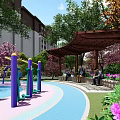 Residential Landscape Featuring High Rise Buildings Lush Greenery and Walking Paths