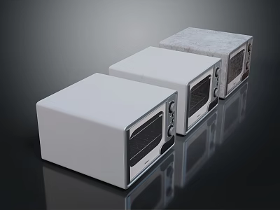 Modern Kitchen Microwaves Three Stylish White And Gray Units On Dark Surface 3d model