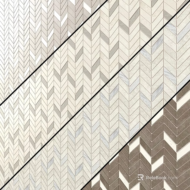 Herringbone Pattern Wall Tiles In Light And Dark Tones For Modern Interior Design 3d model 