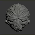 3D Modeled Character Head With Detailed Curly Hair And Smooth Gray Surface
