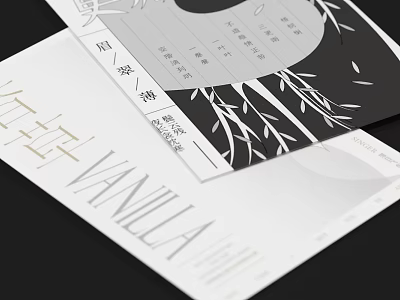 Minimalist Book Magazine Cover With Chinese Calligraphy Bamboo Illustrations And Vanilla Text 3d model