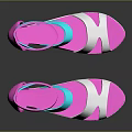Stylish Strappy Pink And Turquoise Sandals With White Unique Sculptural Sole Design