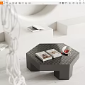 Modern Hexagonal Black Coffee Table With Books And Decorative Bowl 3d model