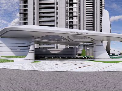 Modern Garden Landscape With Green Plants Stone Pathway And Architectural Entrance 3d model