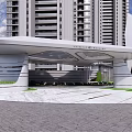 Modern Garden Landscape With Green Plants Stone Pathway And Architectural Entrance