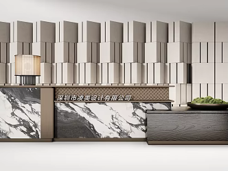 Front desk, reception desk, end view desk 3d model