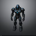 Blue Futuristic Mech Robot With Metallic Armor And Glowing Chest Light