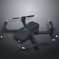 Black Modern Drone With Four Propellers Green Logo And LED Lights 3d model