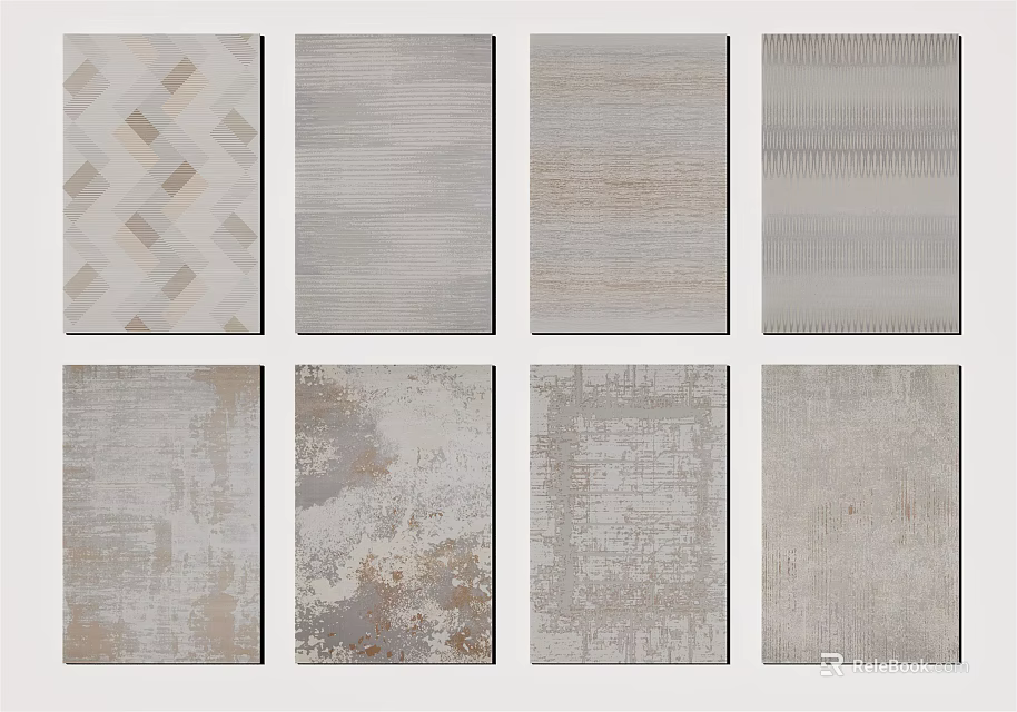 Square Rugs With Various Neutral Tones Modern Geometric And Textured Pattern Designs 3d model