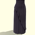 Dark Colored Long Halter Neck Evening Dress With Fitted Waist And Asymmetric Pleated Hem