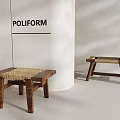 POLIFORM Brand Modern Wooden Stools With Woven Seat In Minimalist Interior