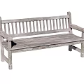 Outdoor Wooden Bench With Slatted Back Seat Armrests Classic Garden Design