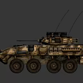 Military Armored Vehicle With Camouflage Paint 6x6 Wheels And Roof Mounted Weapon System