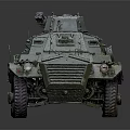 Green Military Armored Vehicle with Six Wheels and Top Turret Design