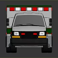 3D Rendered Ambulance With Green Roof White Body Red Emergency Lights And Medical Logo