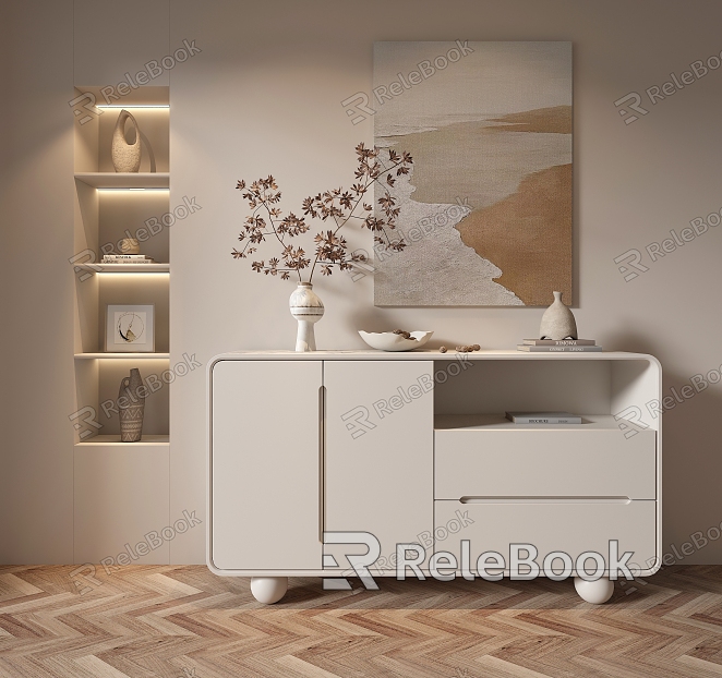 Modern Entrance Cabinet Cream model