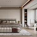 Modern Bedroom Interior Design With Tufted Headboard Nightstand Lamp And Soft Area Rug