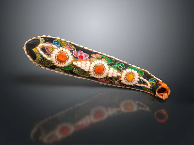 Black Hair Accessory Adorned With Colorful Floral Decorations And Intricate Details 3d model
