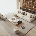 Quiet sofa tea table combination 3d model