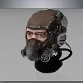 Leather Tactical Gas Mask With Metal Accents And Filter Canisters Design