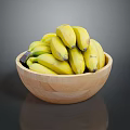 Fresh Yellow Ripe Bananas In Wooden Bowl On Dark Background