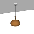 Modern Brown Spherical Pendant Light with Black Hanging Rod Mounted on White Ceiling