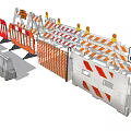 Safety Road Facilities with Orange White Barriers and Road Closed Sign for Construction Zones