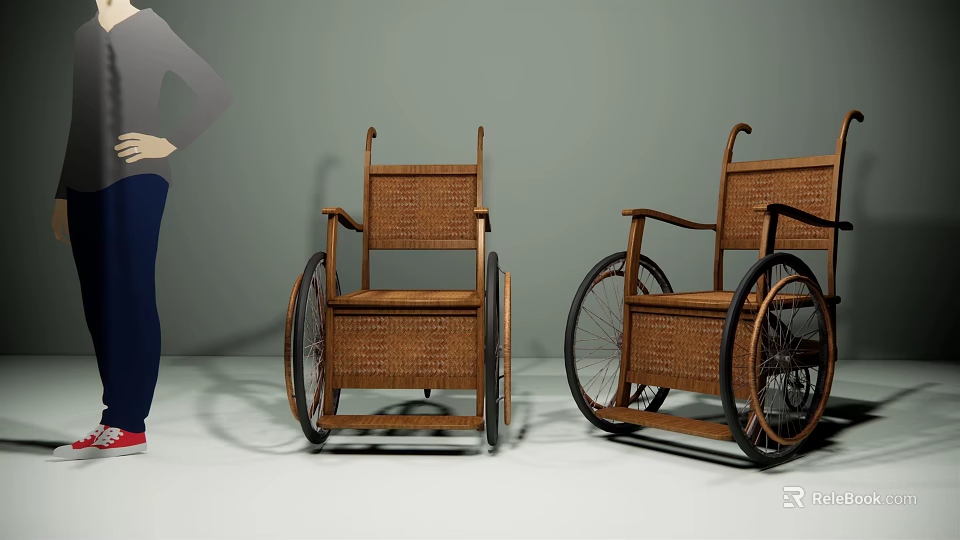 Wicker Medical Wheelchairs With Durable Frames For Elderly Mobility Assistance And Home Use 3d model 