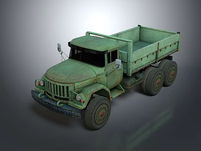 Green Military Truck With Open Cargo Bed And Six Wheels Vintage Design 3d model