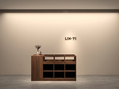 LIN-YI Clothing Store Featuring Wooden Display Cabinet With Vase And Flowers 3d model