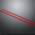 Two Red Long Weapons With Smooth Shafts And Pointed Tips For Combat