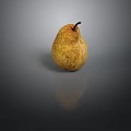 Ripe Yellow Pear With Brown Spots On Dark Background And Reflection