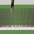 Modern Building Exterior Wall Design With Autumn Yellow Leaf Trees And Vertical Slats