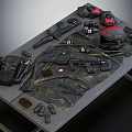 Tactical Weapons And Gear Display With Guns Helmet Backpack And Ammunition