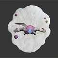 Game and Movie Character Blue Hair White Coat Purple Cape With White Base Colorful Balls