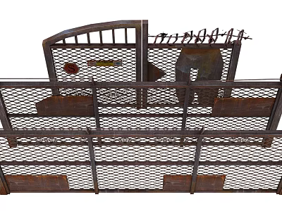 Metal Architectural Component With Mesh Structure Curved Top And Decorative Elements 3d model