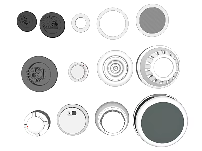 Diverse Fire Safety Equipment Collection Including Smoke Detectors Alarm Buttons And Sprinkler Heads 3d model