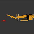 Yellow Industrial Crushing Vehicle With Conveyor Belts And Red Crushed Materials