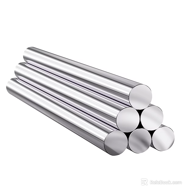 Silver Cylindrical Metal Rods Stacked With Smooth Surface For Industrial Use 3d model 