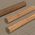 Three Natural Stone Wood Cylinders Placed On Woven Carpet For Home Decor