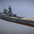 Vintage Battleship With Large Turrets Gray Hull And Deck Antenna Structures