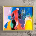 Colorful Animal Painting With Running Horses And Flying Bird In Vibrant Background