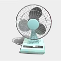 Modern Air Conditioner Fan With Light Blue Base And Metal Grille