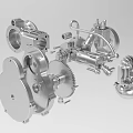 Detailed Industrial Equipment Mechanical Structure With Gears Pulleys Shafts And Components