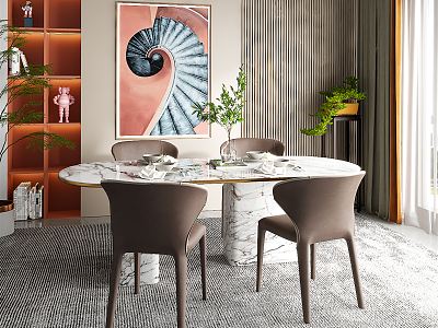 Modern Dining Table and Chair Combination model